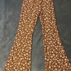 No Boundaries Brown Floral Wide Leg Pants